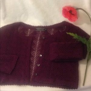 Peruvian Connection Alpaca purple lace cardigan